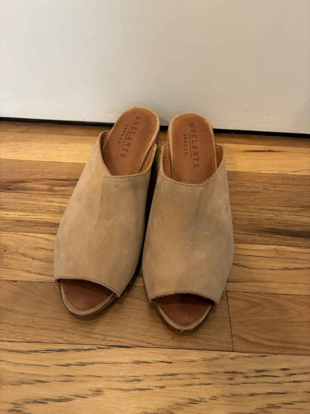Adelante Suede Open-Toe Mule in Beige